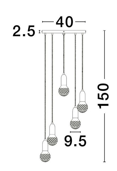 Nova Luce VEDA Pendelleuchte G9 5-fach Messing 150x40cm dimmbar 9536414