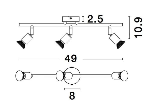 Nova Luce LUP Deckenleuchte GU10 3-fach Gold 49x8x10,9cm dimmbar 960003