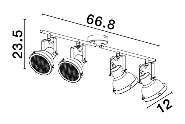 Nova Luce RUVI Deckenleuchte E14 4-fach Schwarz 66,8x12x25,5cm dimmbar 9624106