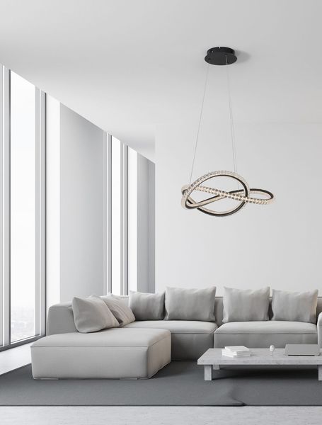 Nova Luce GINEVRA LED Pendelleuchte Schwarz 56W Warmweiss 120x58cm dimmbar 9748160