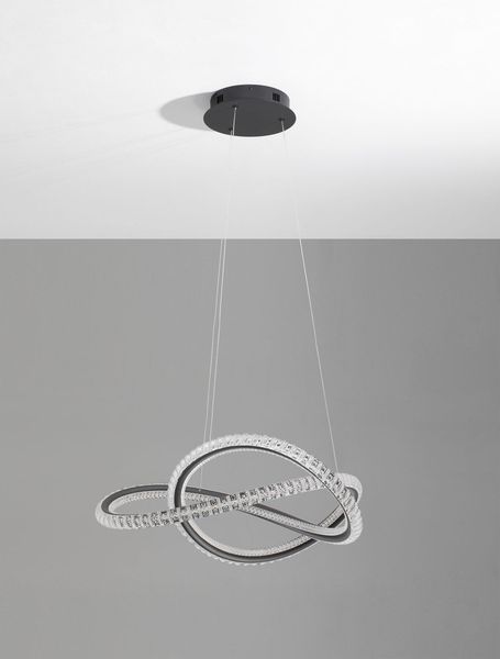 Nova Luce GINEVRA LED Pendelleuchte Schwarz 56W Warmweiss 120x58cm dimmbar 9748160