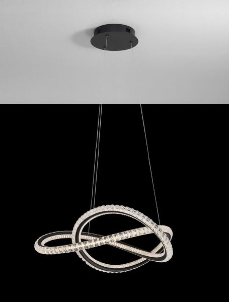 Nova Luce GINEVRA LED Pendelleuchte Schwarz 56W Warmweiss 120x58cm dimmbar 9748160