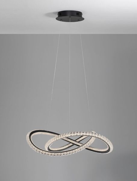 Nova Luce GINEVRA LED Pendelleuchte Schwarz 56W Warmweiss 120x58cm dimmbar 9748160