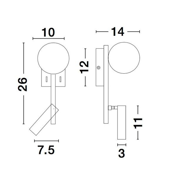 Nova Luce JOLINE LED Wandleuchte Schwarz 8W Neutralweiss 14x10x26cm 9919530