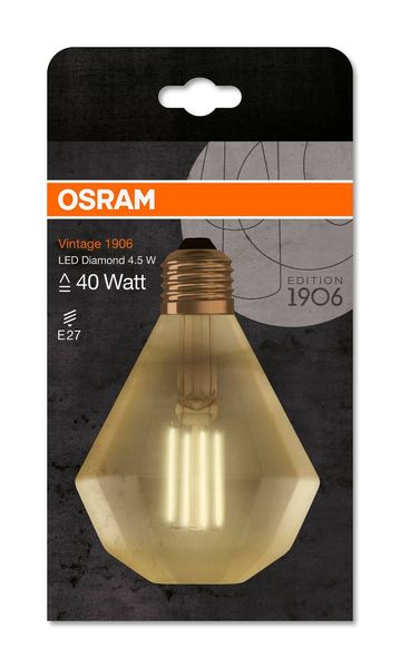 OSRAM Vintage 1906 E27 DIAMOND Filament LED Lampe 4,5W 420Lm 2500K warmweiss wie 40W