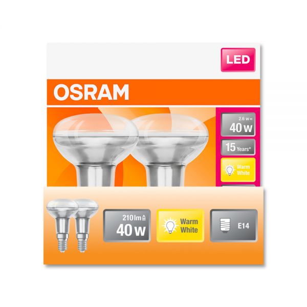 2er Pack Osram LED Spot STAR R50 36° 2.6W warmweiss E14 4058075096882 wie 40W