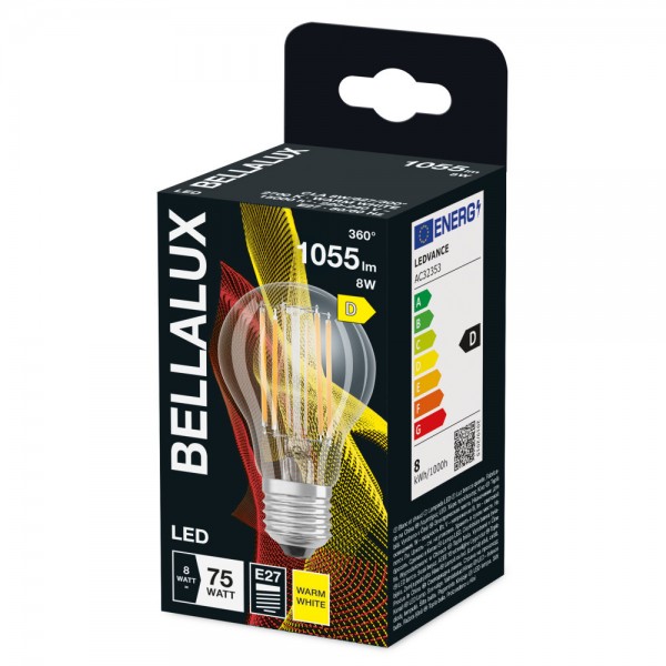BELLALUX E27 LED Birne 7,5W A75 Filament klar warmweiss wie 75W by Osram