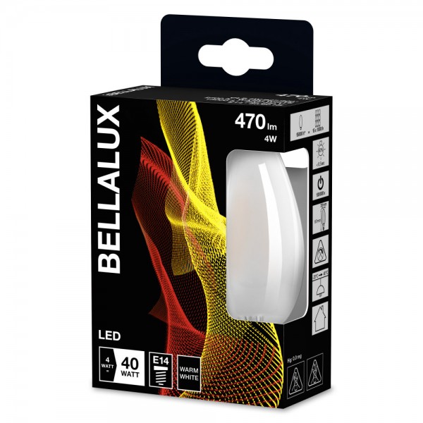 2er-Pack BELLALUX E14 LED Kerze 4W B40 Filament matt warmweiss wie 40W by Osram