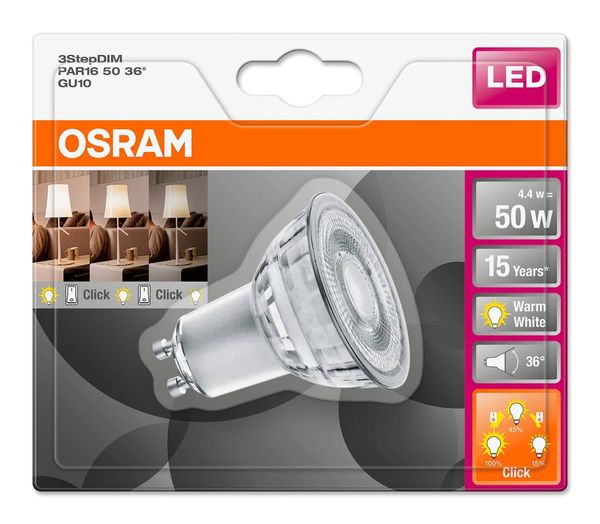 Osram LED SUPERSTAR GU10 3-Step-DIM 100%-45%-15% 4.4W 350Lm warmweiss DuoClick 4058075264243