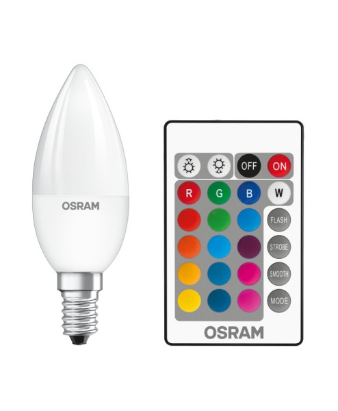 OSRAM RGBW + Fernbedienung E14 LED Kerze 4,5W B25 Dimmbar CCT matt farbwechsel wie 25W