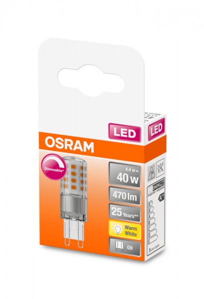 OSRAM PIN G9 LED Lampe 4,4W Dimmbar warmweiss wie 40W