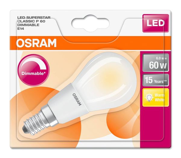 OSRAM SUPERSTAR E14 P LED Lampe 6W dimmbar 806Lm 2700K warmweiss wie 60W