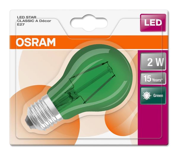 OSRAM STAR E27 A LED Lampe 1,6W 136Lm 7500K grün wie 15W