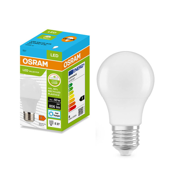 OSRAM LED Lampe E27 Classic matt A60 8W 806lm Tageslichtweiss 6500K wie 60W 4099854531118