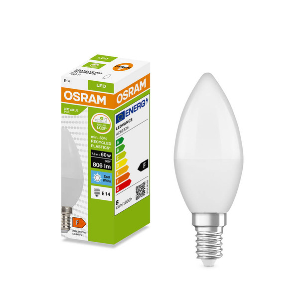 OSRAM LED Kerze E14 Classic matt B60 7.5W 806lm Neutralweiss 4000K wie 60W 4099854533495