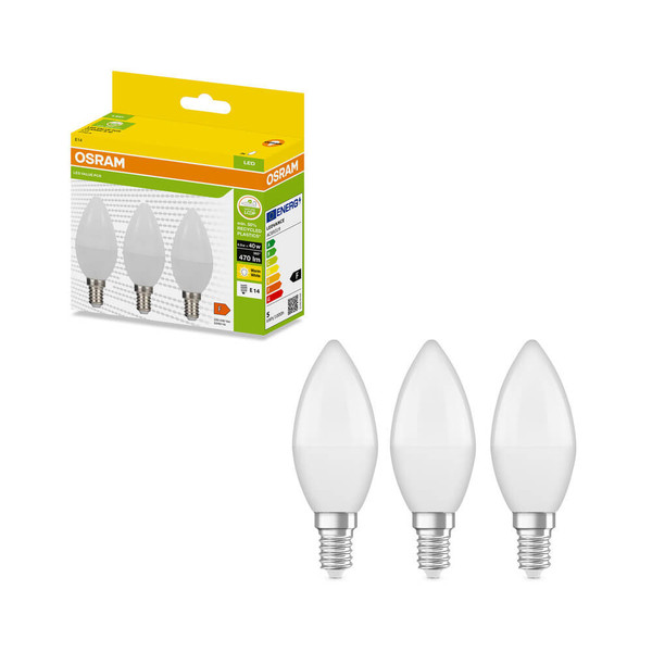 3er-Pack OSRAM LED Kerze E14 Classic matt B40 4.9W 470lm Warmweiss 2700K wie 40W 4099854534164