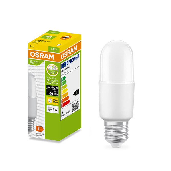 OSRAM LED Lampe Stabform E27 Stick matt 8.5W 806lm Warmweiss 2700K wie 60W 4099854535277