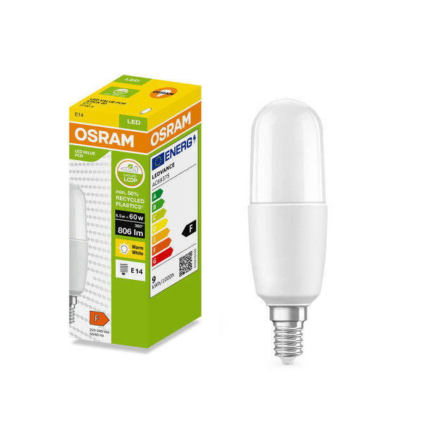 OSRAM LED Lampe Stabform E14 Stick matt 8.5W 806lm Warmweiss 2700K wie 60W 4099854535512