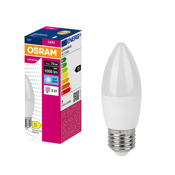 OSRAM LED Lampe E27 Value Classic B matt B75 7W 1055lm Neutralweiss 4000K wie 75W 4099854545382