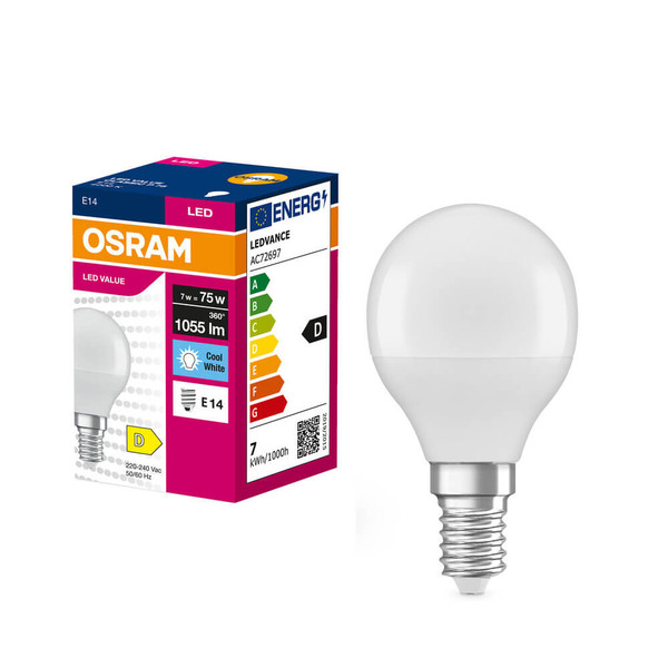 OSRAM LED Lampe E14 Value Classic P matt P75 7W 1055lm Neutralweiss 4000K wie 75W 4099854547577