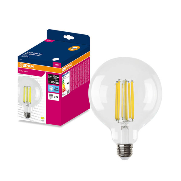 OSRAM LED Lampe E27 Globe Filament G125 13W 1900lm Neutralweiss 4000K wie 120W 4099854565557