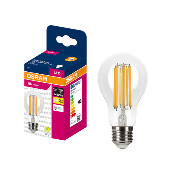 OSRAM LED Lampe E27 Classic Filament A150 17W 2452lm Warmweiss 2700K wie 150W 4099854567063