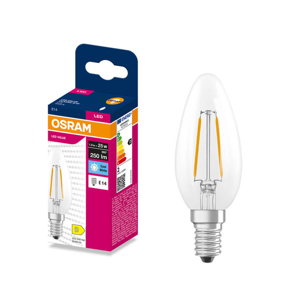 OSRAM LED Kerze E14 Classic Filament B25 1.8W 250lm Neutralweiss 4000K wie 25W 4099854567728