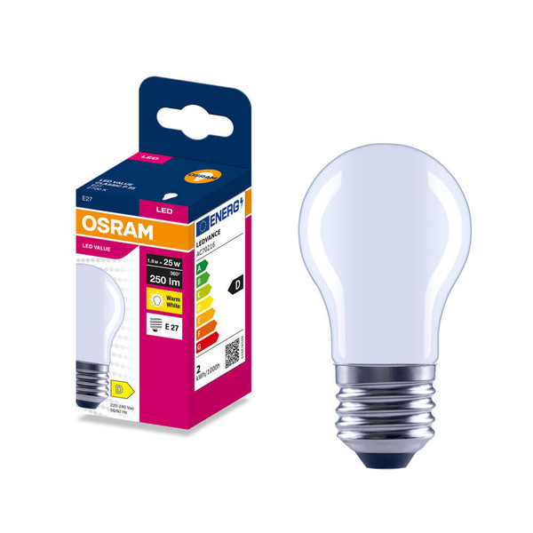 OSRAM LED Lampe E27 Classic Filament matt P25 1.8W 250lm Warmweiss 2700K wie 25W 4099854568886