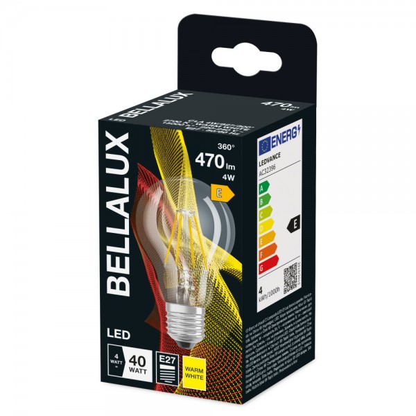 BELLALUX E27 LED Lampe 4W A40 Filament klar warmweiss wie 40W by Osram