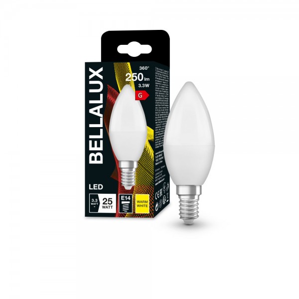 BELLALUX E14 LED Kerze 3W B25 matt warmweiss wie 25W by Osram