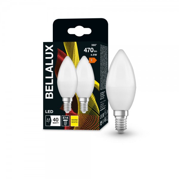 2er-Pack BELLALUX E14 LED Kerze 4.9W matt warmweiss wie 40W by Osram