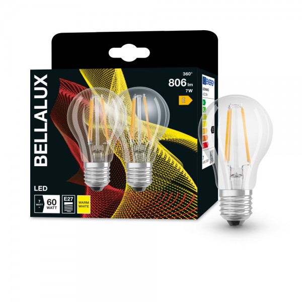 2er-Pack Bellalux E27 LED Lampe 7W 806Lm warmweiss 2700K wie 60W by Osram 4058075164857