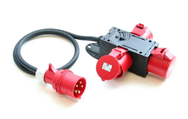 3-fach CEE-Steckdose 1-fach CEE-Gerätestecker Vollgummi IP44 400V 16A PCE 9430411