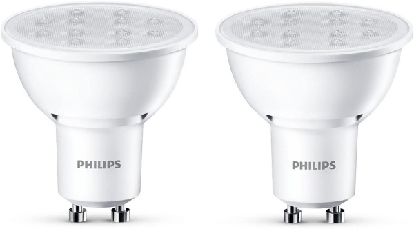 2er-Pack Philips LED Spot 5W GU10 warmweiss 2700K 120° wie 50W Halogen-Strahler