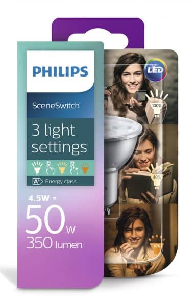 Philips GU10 LED Spot SceneSwitch dimmbar 4W 345Lm warmweiss wie 50W Halogen