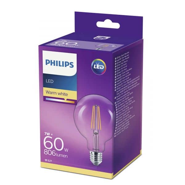 Philips E27 LED Globe Filament 7W 806Lm warmweiss
