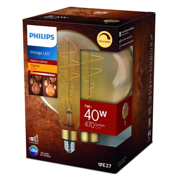 Philips Giant Vintage Gold G200 LED Globe E27 dimmbar 7W 470lm extra-warmweiss 1800K wie 40W