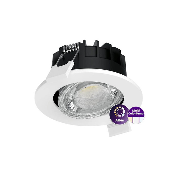 Philips LED Einbaustrahler Ledinaire Clear Accent schwenkbar 6W 550lm warm-/neutralweiss 2700/3000/4000K CCT dimmbar 40° IP65 Weiß 8720169208827