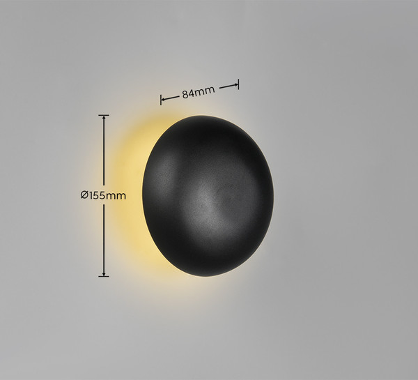 Reality R24431132 Davey LED Wandleuchte 1,5W ⌀15,5cm Schwarz Matt warmweiss Touch