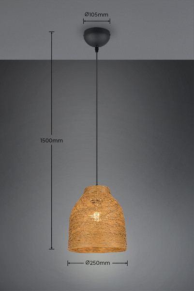 Casalum R31731026 Joeline E27 Pendelleuchte ⌀25cm Schwarz Matt