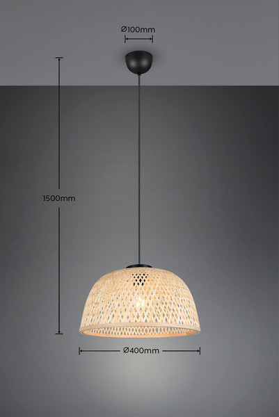 Casalum R36091032 Laurent E27 Pendelleuchte ⌀40cm Schwarz Matt