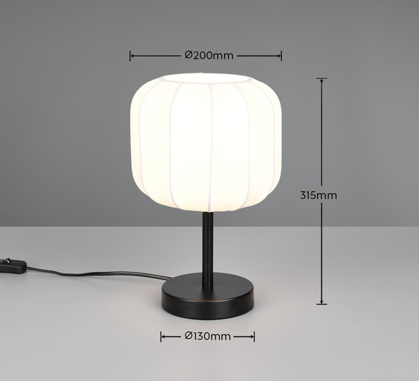 Casalum R51971001 Madeline E27 Tischleuchte ⌀20cm Schwarz Matt