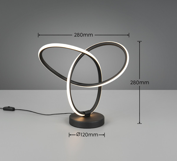 Reality R53591132 Lando LED Tischleuchte 8W Schwarz Matt warmweiss