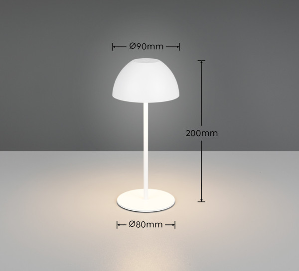 Reality R55601131 Ortiz LED Tischleuchte 2W ⌀9cm dimmbar Weiß Matt IP44 warmweiss