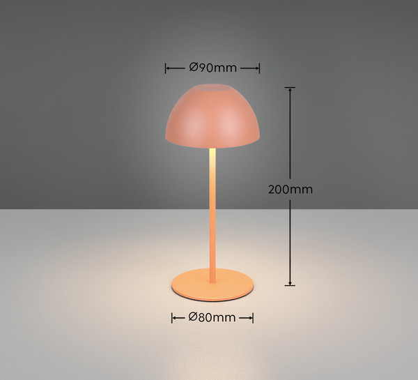 Reality R55601140 Ortiz LED Tischleuchte 2W ⌀9cm dimmbar Apricot IP44 warmweiss