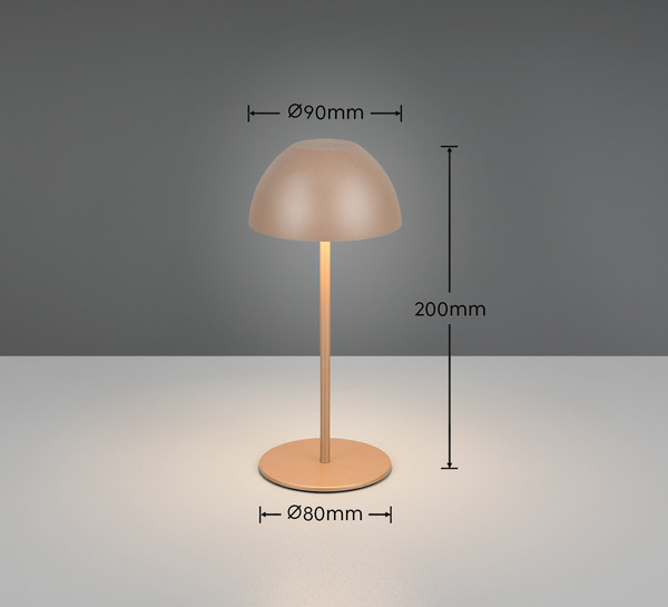 Reality R55601165 Ortiz LED Tischleuchte 2W ⌀9cm dimmbar Coffee IP44 warmweiss