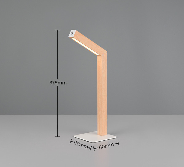 Reality R55951135 Skip LED Tischleuchte 2W dimmbar Holznachbildung warmweiss