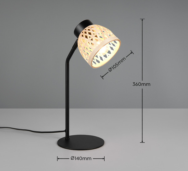 Casalum R56091032 Laurent E14 Tischleuchte Schwarz Matt