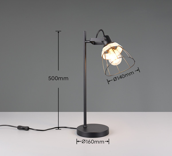 Casalum R56231032 Jerome E27 Tischleuchte ⌀16cm Schwarz Matt