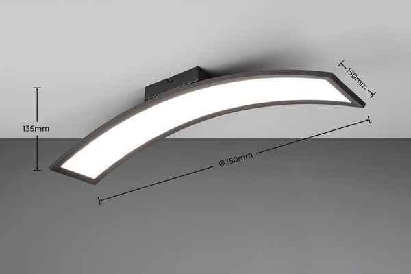 Reality R64861132 Sigma LED Deckenleuchte 21W Schwarz Matt warmweiss